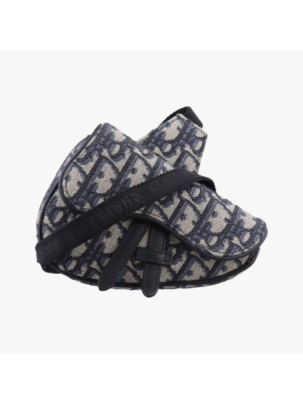 Dior Saddle Navy Gray Jacquard Handbag